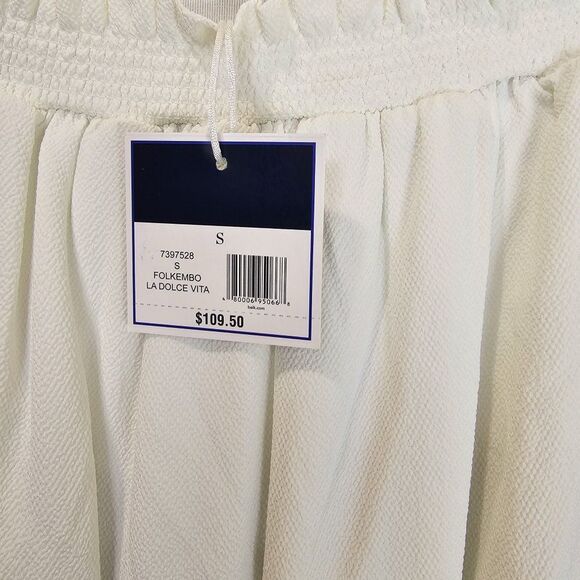 NWT KAARI Blue Embroidered Off Shoulder Dress Size Small - Picture 5 of 7